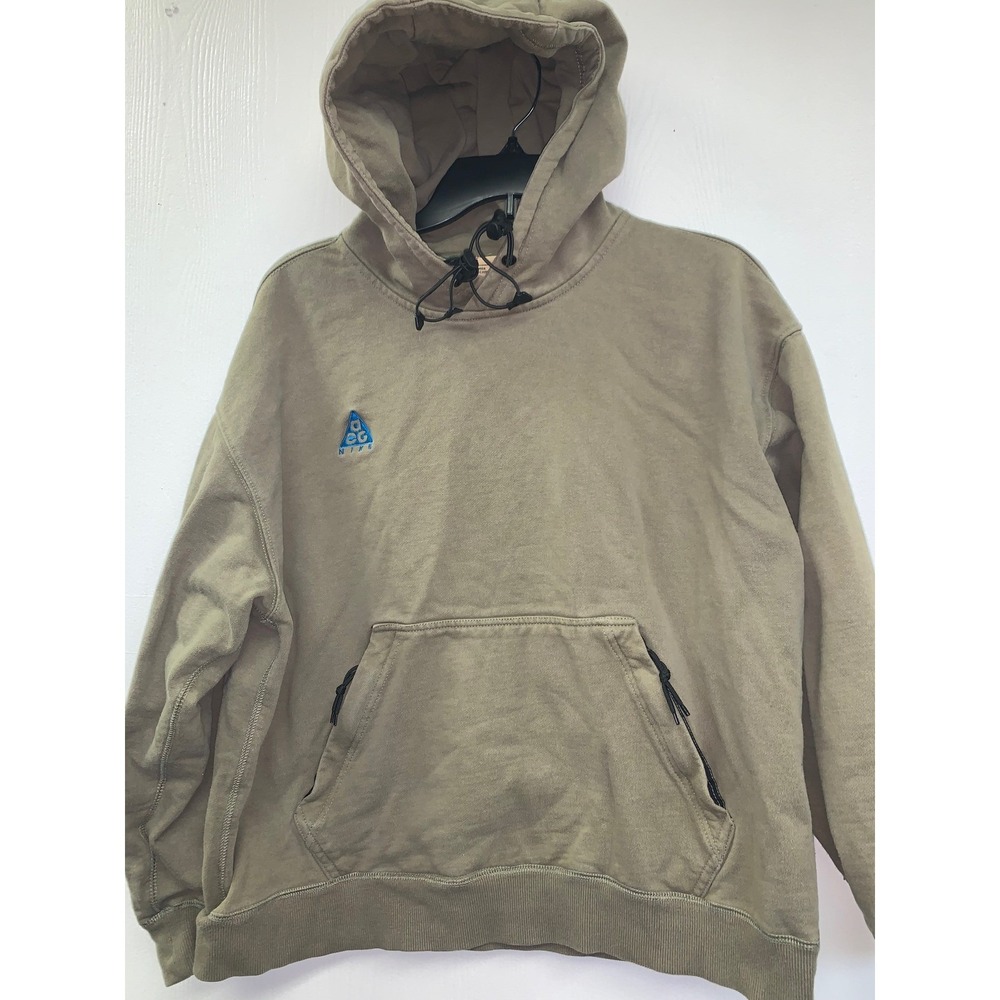 Nike ACG Youth XL Hoodie Olive Green Pullover Zippered Pocket Logo Sweatshirt